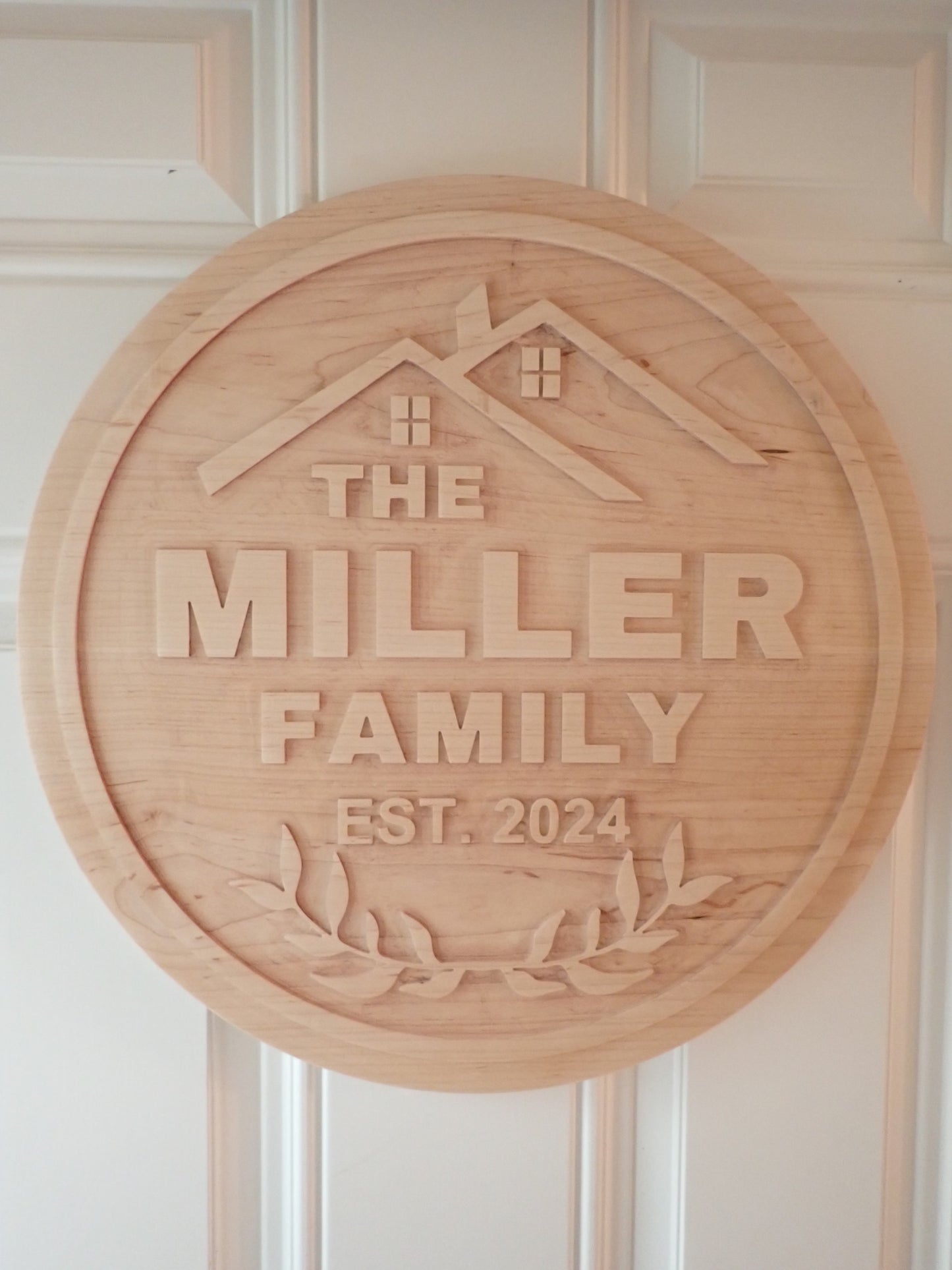 Custom Family Name Sign – Maple or Walnut
