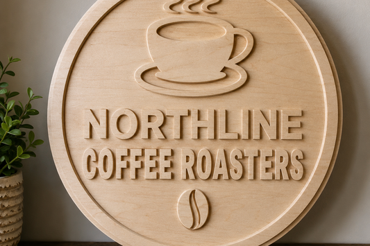 Custom Wooden Business Logo Sign – Walnut or Maple