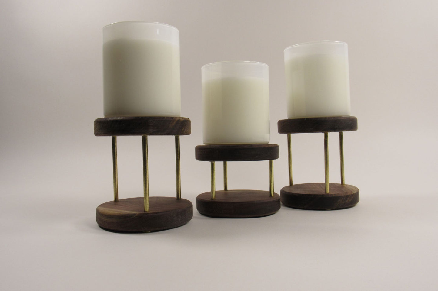 Walnut & Brass Candle Holder