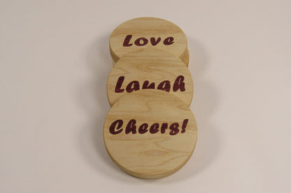 Live, Love, Laugh, Cheers Coasters - Set of 4