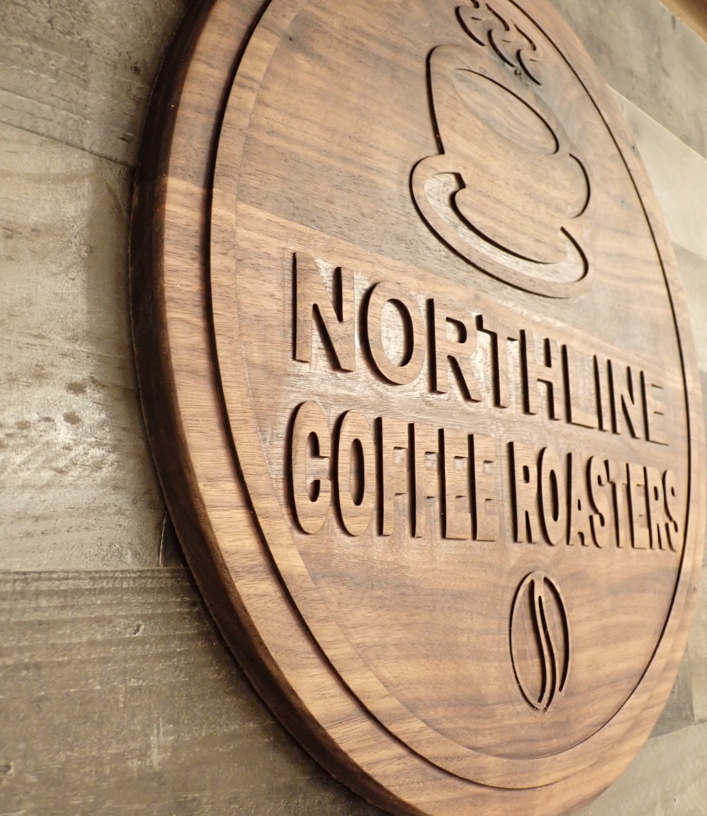 Custom Wooden Business Logo Sign – Walnut or Maple