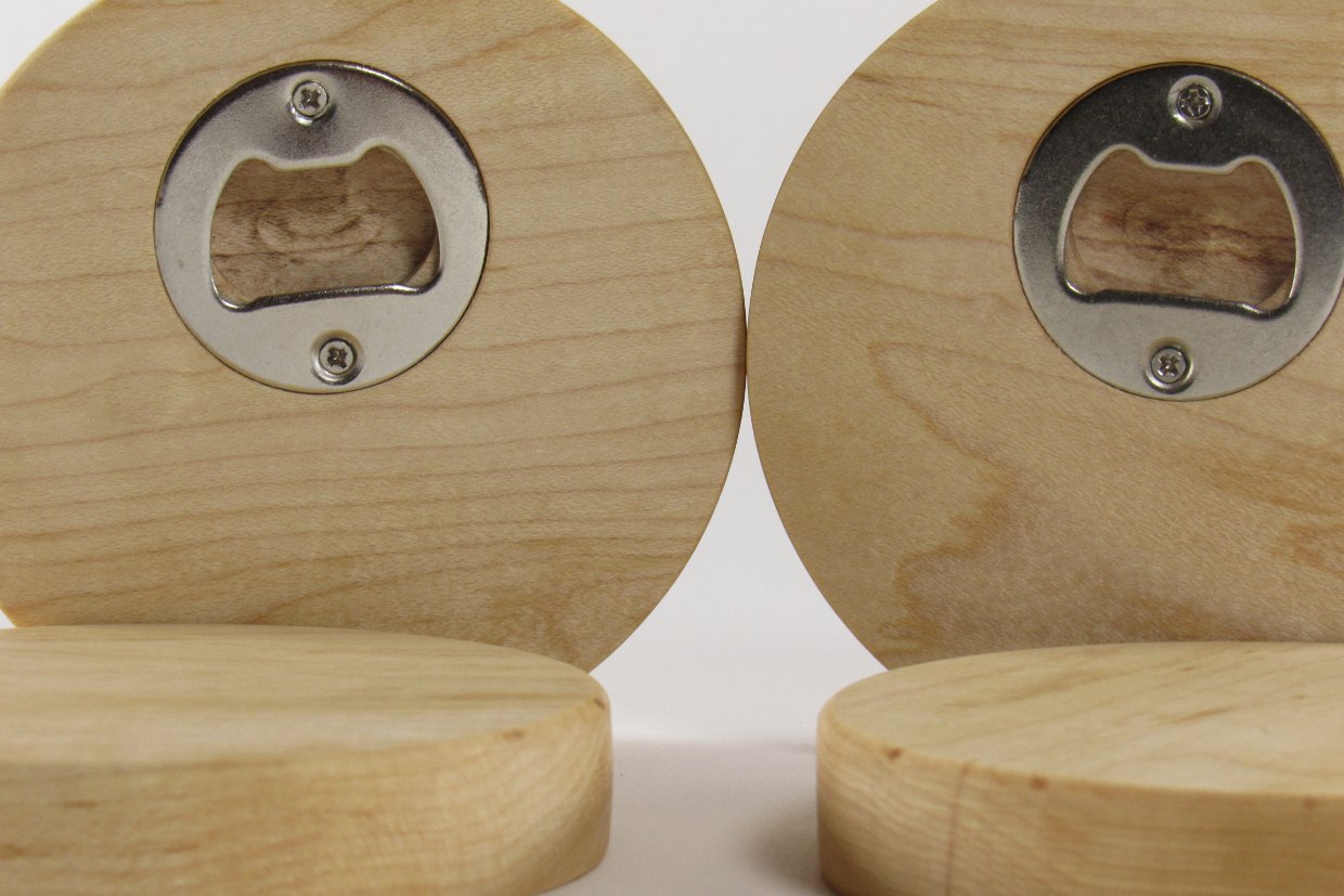 Wooden Coaster Set with Built-In Bottle Opener (Set of 4)