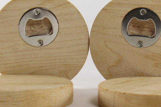 Wooden Coaster Set with Built-In Bottle Opener (Set of 4)