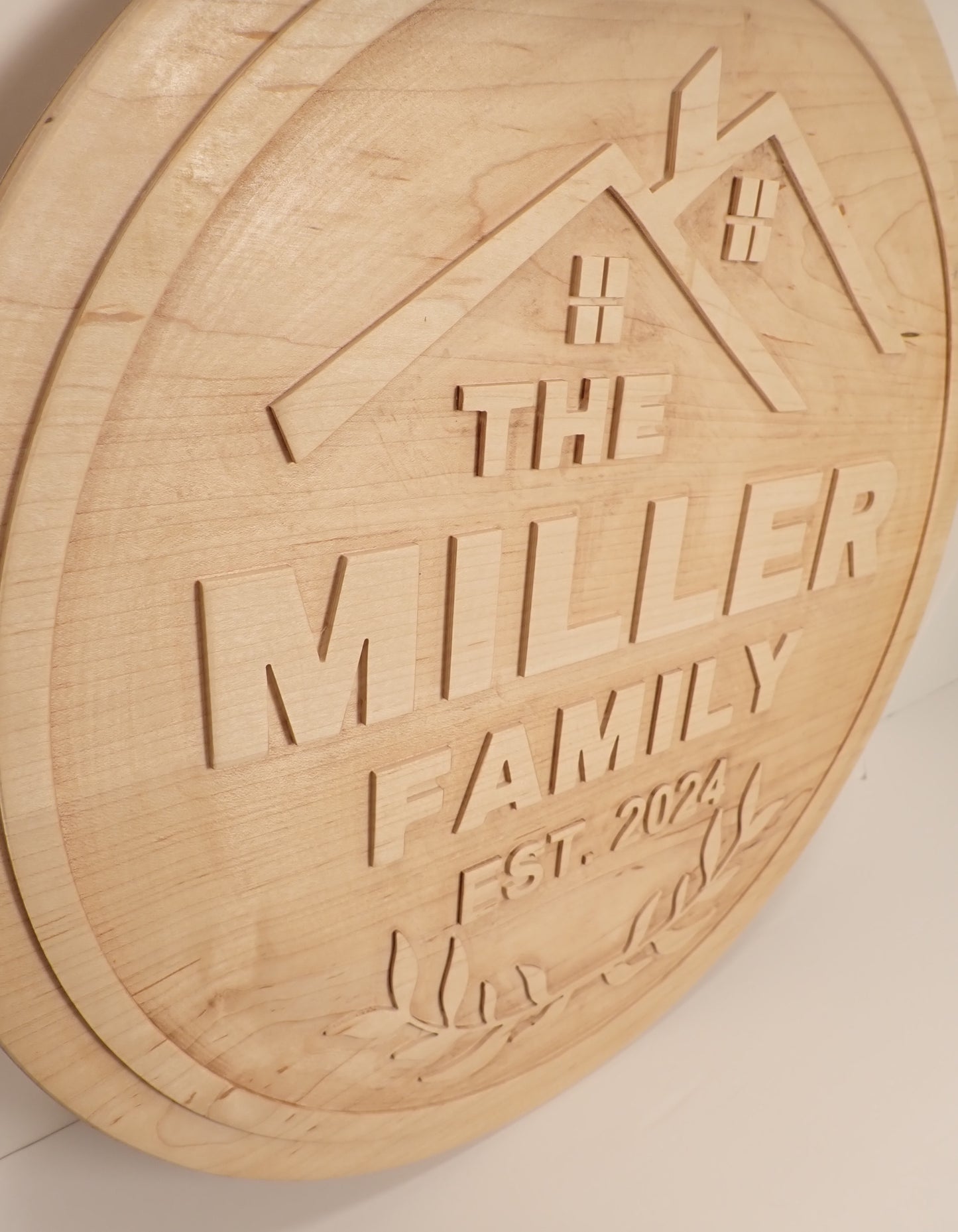 Custom Family Name Sign – Maple or Walnut