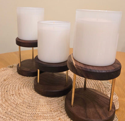 Walnut & Brass Candle Holder