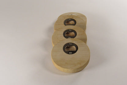 Wooden Coaster Set with Built-In Bottle Opener (Set of 4)