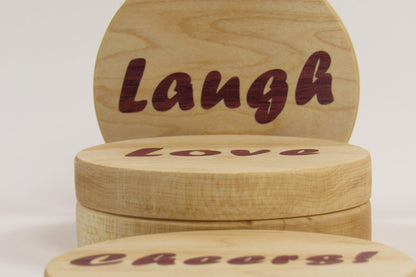 Live, Love, Laugh, Cheers Coasters - Set of 4