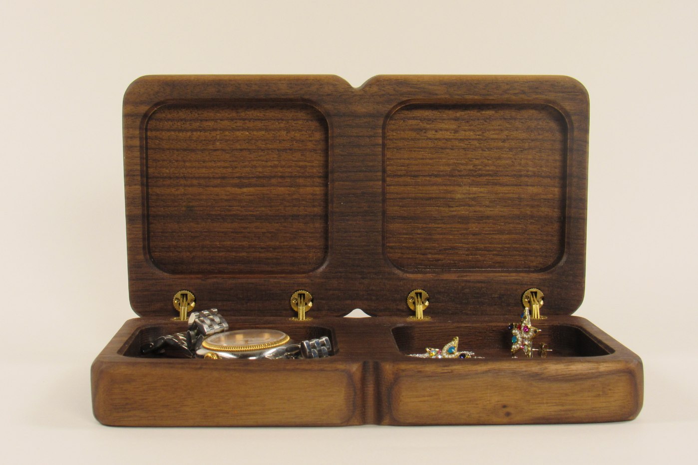 Solid Walnut Jewelry Box – Handcrafted Ring & Earring Organizer