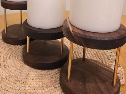 Walnut & Brass Candle Holder