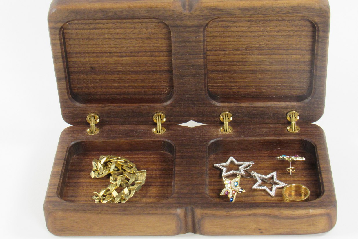 Solid Walnut Jewelry Box – Handcrafted Ring & Earring Organizer