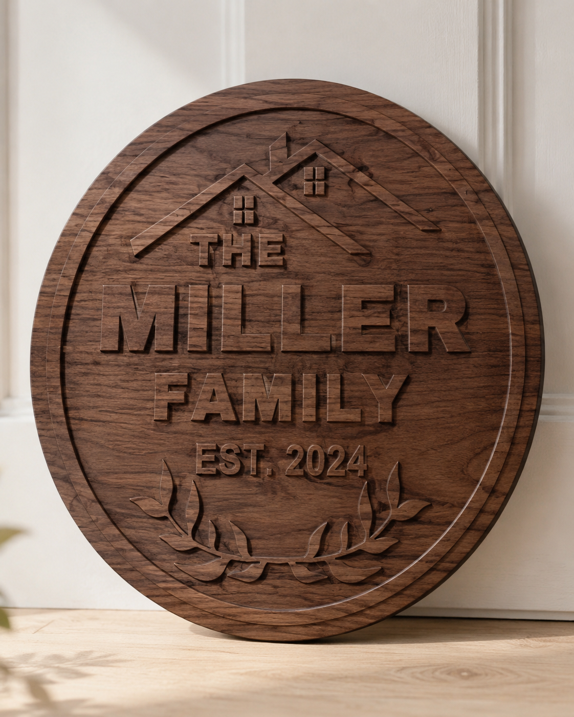 Custom Family Name Sign – Maple or Walnut