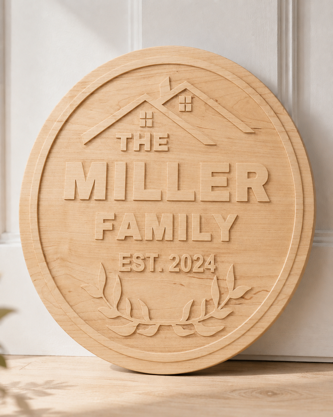Custom Family Name Sign – Maple or Walnut