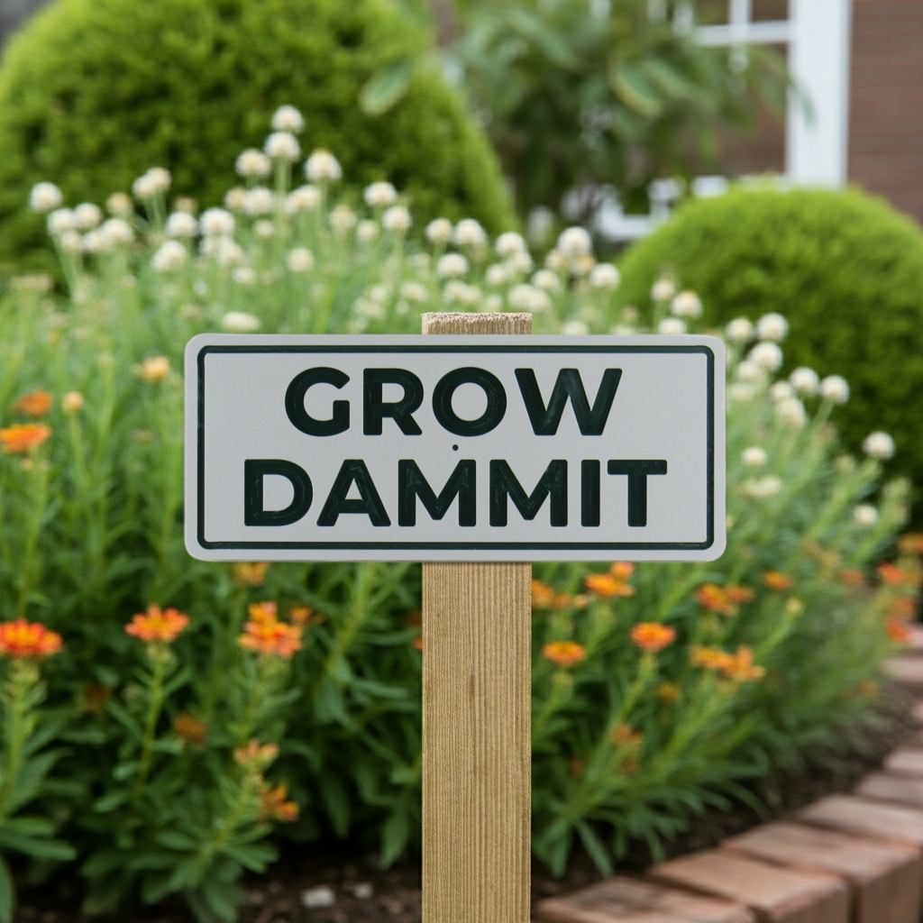 Grow Dammit Garden Sign – HDPE Outdoor Sign – Funny Garden Decor