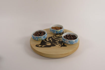 Hard Maple Lazy Susan with Cat Epoxy Inlay