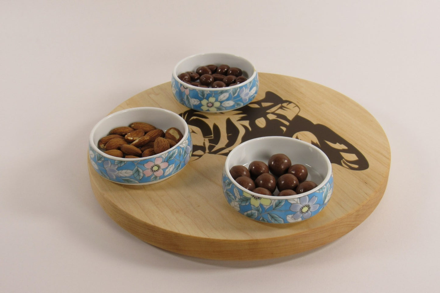 Hard Maple Lazy Susan with Cat Epoxy Inlay