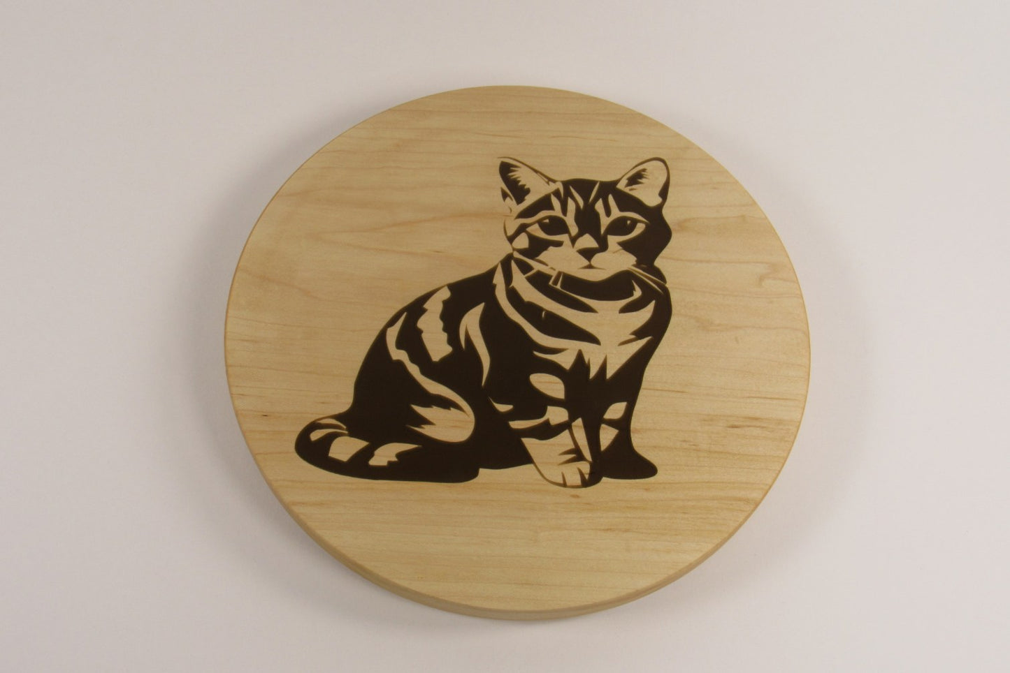 Hard Maple Lazy Susan with Cat Epoxy Inlay