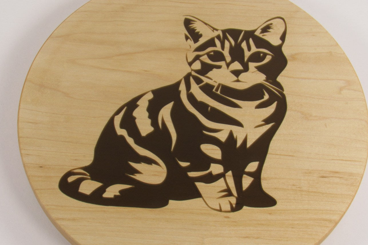 Hard Maple Lazy Susan with Cat Epoxy Inlay