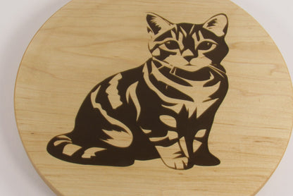 Hard Maple Lazy Susan with Cat Epoxy Inlay