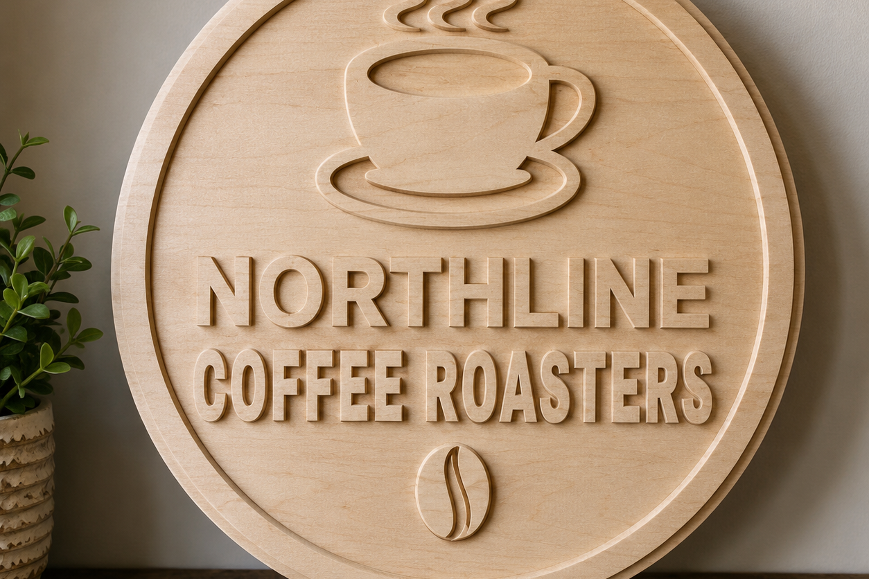 Custom Wooden Business Logo Sign – Walnut or Maple