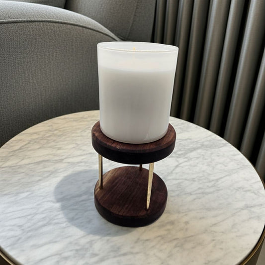 Walnut & Brass Candle Holder