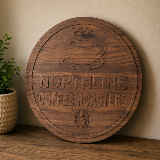 Custom Wooden Business Logo Sign – Walnut or Maple