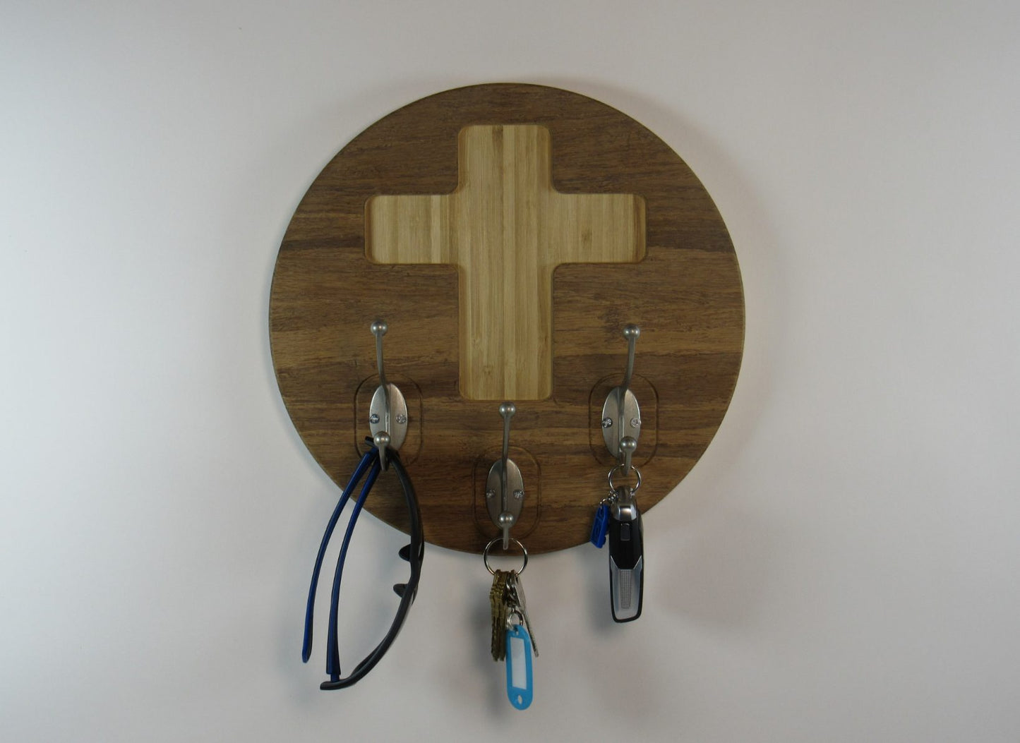 Bamboo Cross Wall Hook – 3 Hook Key Holder
