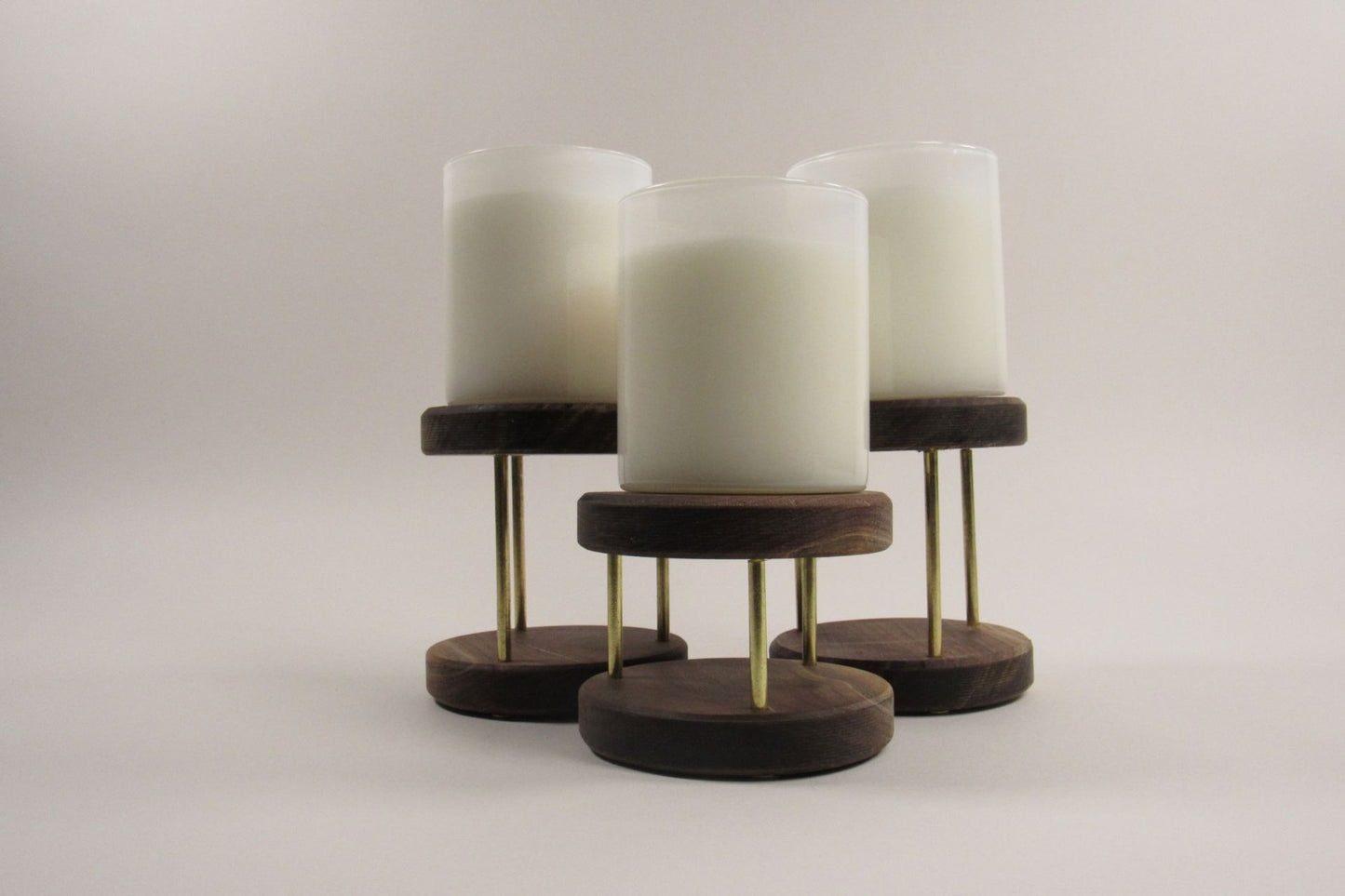 Walnut & Brass Candle Holder