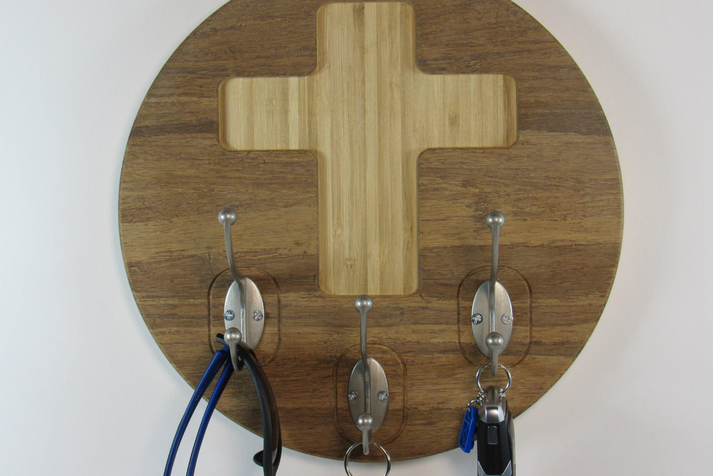 Bamboo Cross Wall Hook – 3 Hook Key Holder