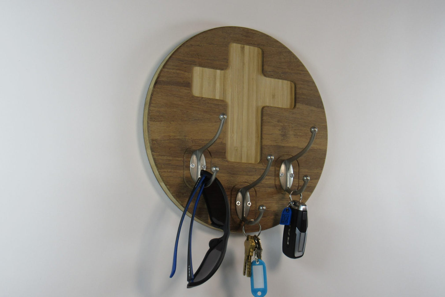 Bamboo Cross Wall Hook – 3 Hook Key Holder