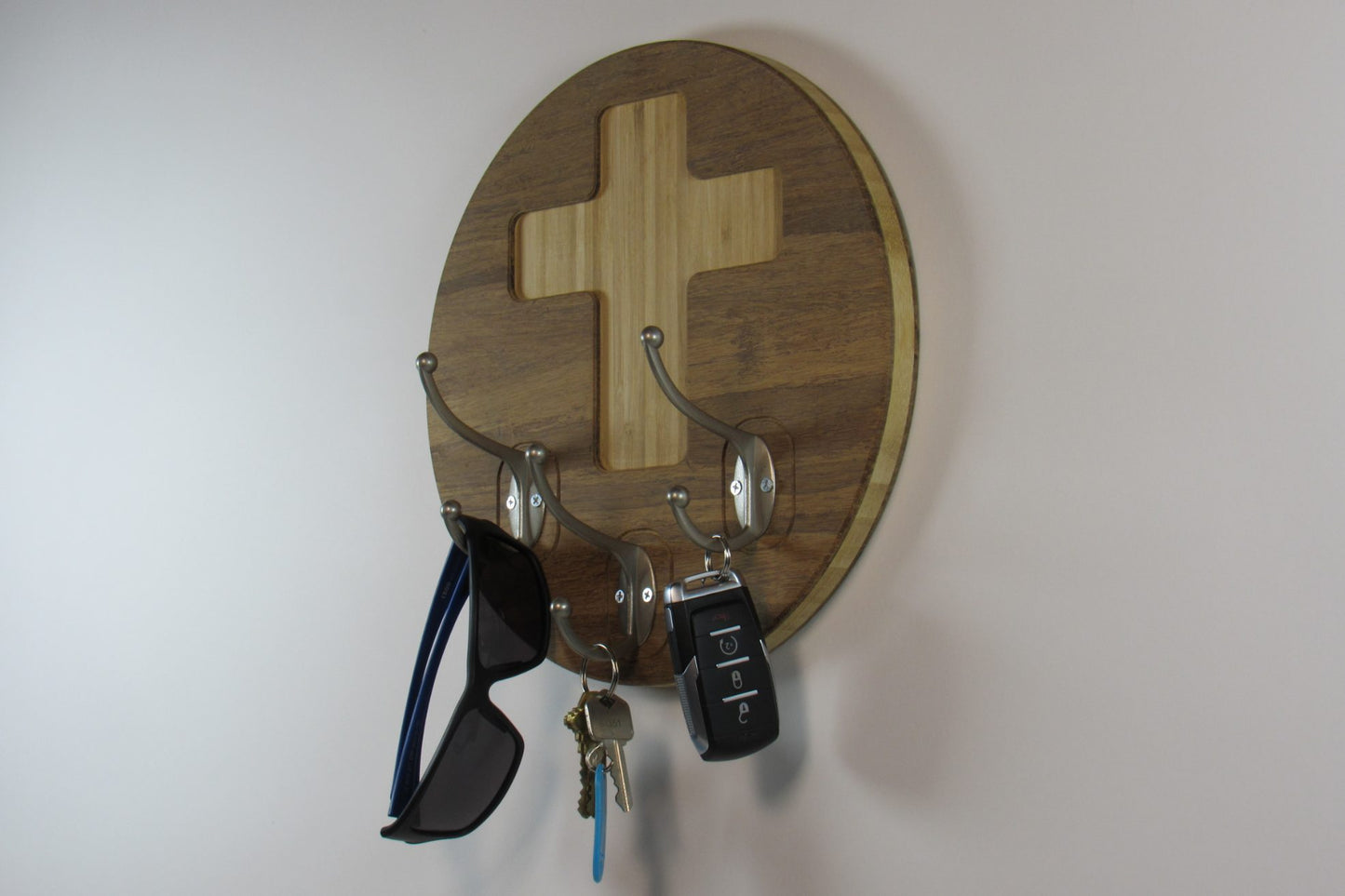 Bamboo Cross Wall Hook – 3 Hook Key Holder